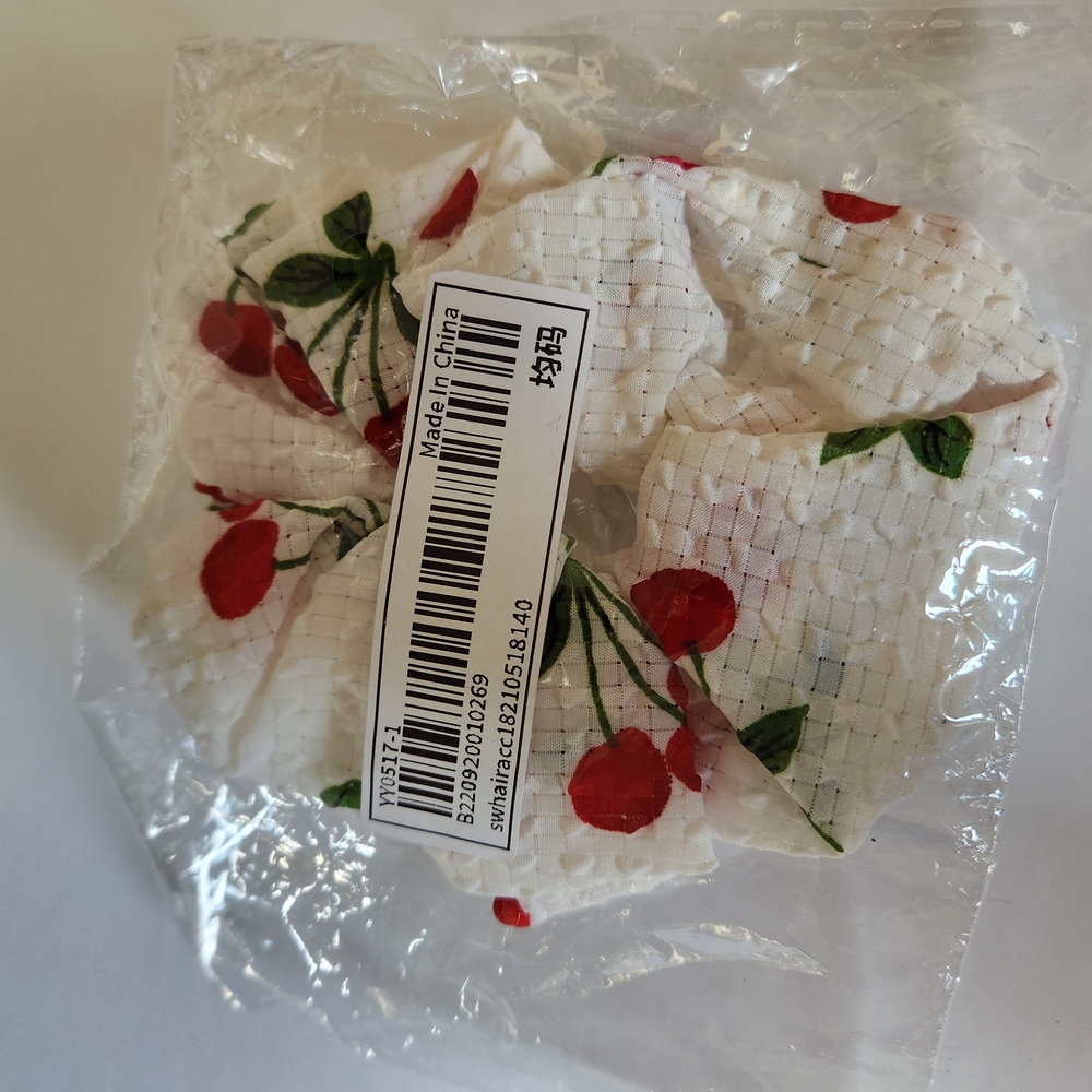 Cherry Patterned Hair Scrunchie - Picture 2 of 2